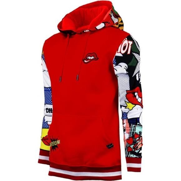 NEW Unique Red Fleece Hoodie Pullover Sweatshirt - Picture 1 of 5